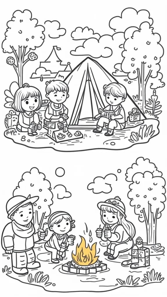 coloriages de campeur heureux